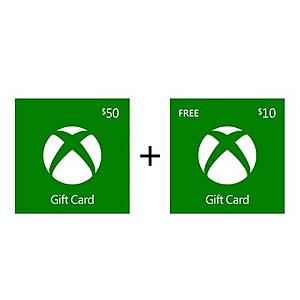 $60 XBox Gift Card ($50 + $10 Email Delivery) $50