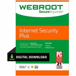 Webroot Internet Security Plus + Antivirus| 3 Device | 1 Year | PC/Mac-Download or Disc-Fry's-$19.99