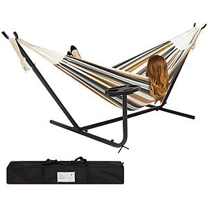 Double Hammock w/ Steel Stand, Tray & Carrying Bag (Desert or Red) $55 + Free Shipping