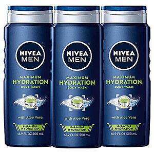 NIVEA MEN Maximum Hydration Body Wash, Aloe Vera Body Wash for Dry Skin, 16.9 Fl Oz (Pack of 3) $8.93