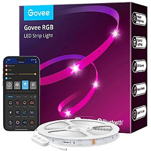 Govee 65.6ft Bluetooth RGB LED Strip Lights - $8 (Amazon)