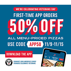Domino's app offers half off 1st timers [ymmv]