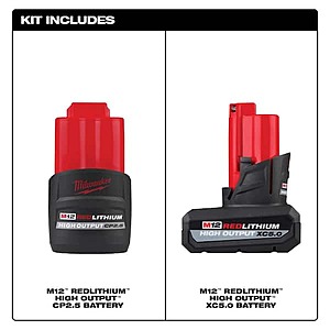 Milwaukee M12 2.5Ah & 5.0Ah High Output Battery Set $99 @ Home Depot (In-Store Only)