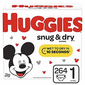264-Ct Huggies Snug & Dry Diapers (Size 1) 2 for $54 w/ S&S & More + Free S&H