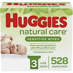 528-Count Huggies Natural Care Sensitive Baby Wipes (Unscented), 3 Refill Packs $9.20 or less w/ S&S