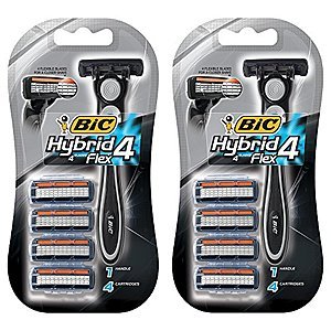 BIC Flex 4 Hybrid Razor 2 handles, 8 cartridges after $5 coupon & SS $6