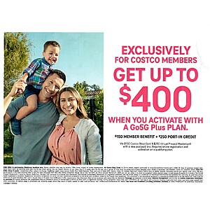 Select Costco Stores: Activate T-Mobile Postpaid w/ Port-in on Go5G Plus Plan, Get $400 back (via Shop Card + Prepaid MC) (In-Store Only)