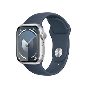 41mm Apple Watch Series 9 GPS Smartwatch w/ Silver Aluminum Case + Storm Blue Sport Band $221.40 + Free Shipping