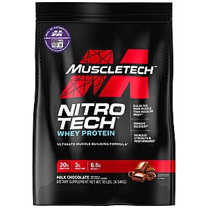 Whey Protein Powder MuscleTech Nitro-Tech Whey Protein Isolate & Peptides Protein + Creatine Chocolate, 10 lb $77.63 after discount