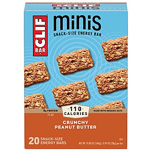 CLIF BAR Minis - Crunchy Peanut Butter - Made with Organic Oats - 5g Protein - Non-GMO - Plant Based - Snack-Size Energy Bars - 0.99 oz. (20 Pack) $9.86