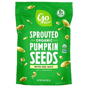 Go Raw Sprouted Pumpkin Seeds Organic $8.50 or $7.23 with S&S or $8.07 with SNAP EBT.  Protein superfood. Amazon ($8.08 w/5%)