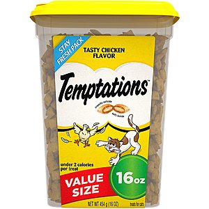 Temptations Classic Crunchy and Soft Cat Treats, 16 oz. Tub $4.20 or less