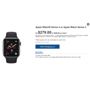 Apple Watch Series 3 or 4 $120 off after Meijer Bucks and Coupon off next purchase