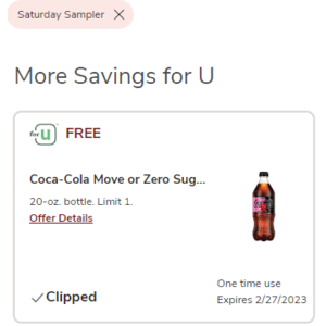 Select Safeway, Vons, Pavilions, and Albertsons Stores: Free 20 oz Bottle of Coca Cola Move for U Rewards Members, Must Clip Coupon Today, 2/25/23