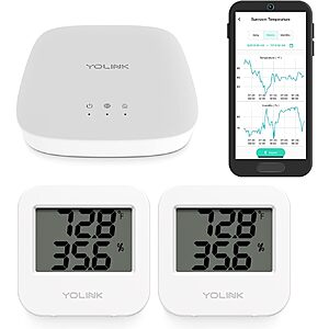 Amazon.com: YoLink Smart Wireless Temperature/Humidity Sensor Wide Range for Freezer Fridge Monitoring Pet Cage/Tank Monitoring, App Alerts, Text/SMS, $39