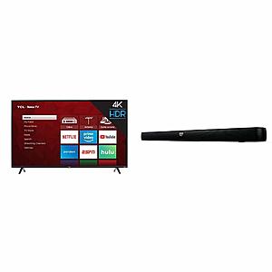TCL 55S425 55 inch 4K Smart LED Roku TV (2019) + TCL Alto 7 2.0 Home Theater Sound Bar with Built-in Subwoofer - $329.99 $330