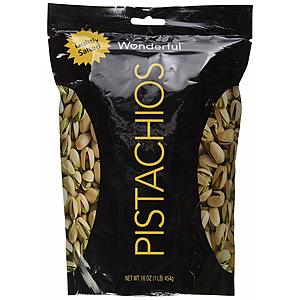 Wonderful Pistachios Roasted &, Resealable Bag, Lightly salted, 16 Oz $5.97