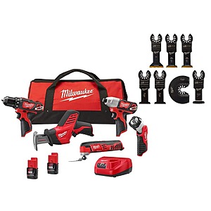 Power Tools/Accessories: Milwaukee 5-Tool M12 Combo Kit + 7-Pc OMT Blade Kit $225 & More + Free S/H