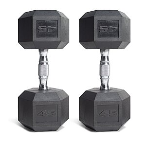 Pair of CAP Barbell Coated Rubber Hex Dumbbells: 2-ct. 45lbs $79.20 & More + Free S/H
