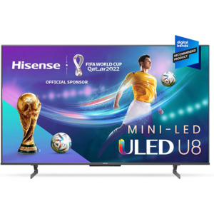 Hisense 55" U8H QLED Series Quantum 4K ULED Mini-LED TV, Google Smart TV with Alexa Compatibility, Quantum Dot, 1500-nit HDR10+, and Dolby Vision (55U8H, 2022 Model) $599.99