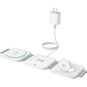 EXW Nano 3-in-1 Foldable Mag-Safe Wireless Charger (White) $25