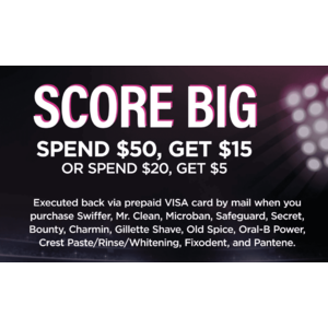 Buy $50 worth of Bounty and/or Charmin (and other products) get a $15 Visa Prepaid Rebate from P&G (limit 2 submissions) to 4/1 (stacks with upcoming Target GC offer)