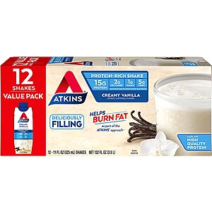 12-Count 11-Oz Atkins Protein-Rich Shakes (Vanilla or Chocolate) $13.28 w/ S&S + Free Shipping w/ Prime or Orders $25+