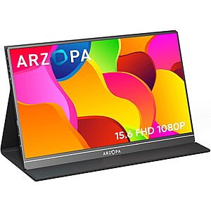 Prime Members: 15.6" ARZOPA 1920x1080 60Hz Portable IPS External Monitor w/ Cover $80 + Free Shipping