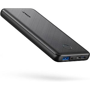 Anker 313 Power Bank (PowerCore Slim 10K), 10000mAh Battery Pack with USB-C (Input Only), $13.19