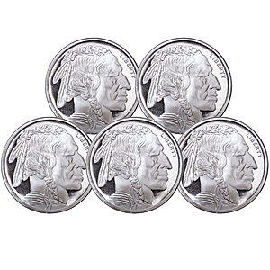 5 1oz. Silver Rounds at Spot Price $23.42 (FS > $199)