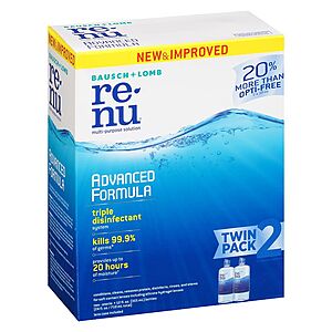 2-Pack 12-Oz Bausch + Lomb ReNu Advanced Multi-Purpose Contact Lens Solution $5.59 + Free Pickup at Walgreens on $10+
