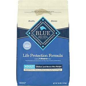 Blue Buffalo 50% Off: 30-Lbs Life Protection Formula Adult Dry Dog Food (Chicken & Brown Rice) $29.25 & More + Free Shipping