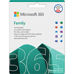 Microsoft 365 Family Military 2023 $49.99