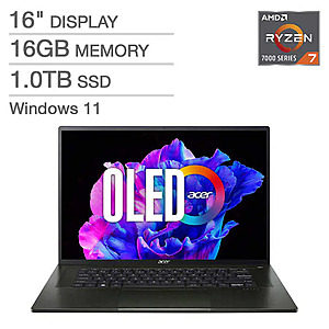 Acer Swift Edge 16" 4K OLED Laptop - AMD Ryzen 7-7735U - Windows 11 $600 + Free Shipping