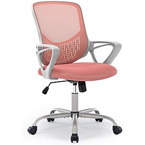 Ergonomic Mesh Office Chair w/ Fixed Armrest, Soft Foam Seat Cushion & Lumbar Support (Pink) $39.99 + Free Shipping w/ Prime