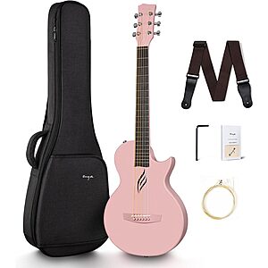 Enya Nova Go Carbon Fiber 1/2 Size Beginner Acoustic Guitar Starter Bundle $127.50 + Free Shipping