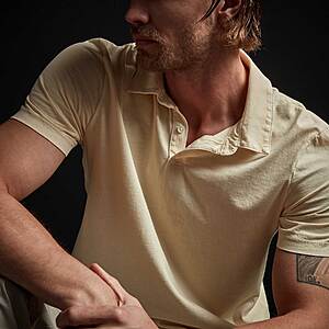James Perse Sueded Jersey Polo, Gesso Pigment color $48.6