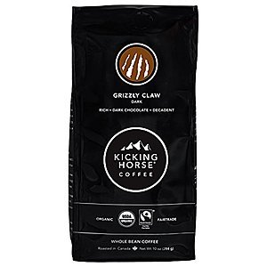 10-Oz Kicking Horse Whole Bean Coffee (Grizzly Claw, Dark Roast) $6.75 w/ S&S + Free S&H