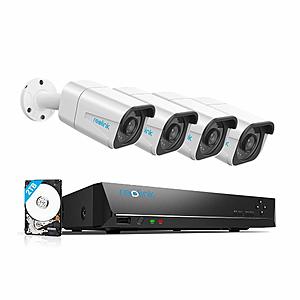 Reolink 4K Ultra HD PoE Security Camera System, 4pcs Wired 8MP Outdoor PoE IP Cameras, 8MP 8-Channel NVR with 2TB HDD Video Surveillance System for 24/7 Recording, RLK8-800B4 $450