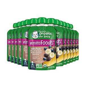 12-Pack 3.5-Oz Gerber Organic 2nd Foods Baby Food Pouches (Banana Blueberry Blackberry Oatmeal) $12.43 ($1.04 Ea.) + Free Shipping w/ Prime or on $35+