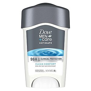 1.7-Oz Dove Men+Care Clinical Protection 96-Hour Antiperspirant Stick (Clean Comfort) $6 w/ S&S + Free Shipping w/ Prime or on $35+