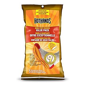 5-Pack HotHands Insole Foot Warmers w/ Adhesive Value Pack (5-Pairs) $5.90 ($1.18 Ea.) + Free Shipping w/ Prime or on $35+
