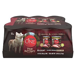 6-Pack 13-Oz Purina ONE True Instinct Classic Ground Grain-Free High Protein Wet Dog Food Variety Pack $8.11 ($1.35 Ea) w/S&S + Free Shipping w/ Prime or on $35+