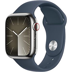 41mm Apple Watch Series 9 GPS & Cellular w/ Stainless Case & Blue Sport Band $462.85 + Free Shipping