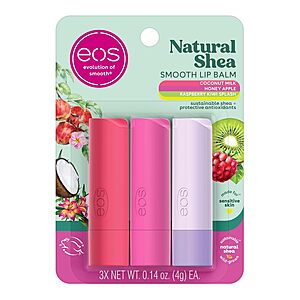 3-Pack 0.14-Oz eos Natural Shea Lip Balm (Honey Apple, Coconut Milk & Raspberry Kiwi Splash) $4.47 ($1.49 Ea) w/ S&S & More + Free S&H w/ Prime or $25+