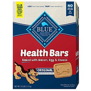 56-Oz Blue Buffalo - Bacon, Egg & Cheese Health Bars Natural Crunchy Dog Treat Biscuits $11.46 w/ S&S + Free Shipping w/ Prime or on $35+
