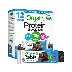 12-Count 1.4-Oz Orgain Organic Vegan Protein Bars (Chocolate Brownie) $13.49 ($1.24 Ea) w/ S&S + Free Shipping w/ Prime or on $35+