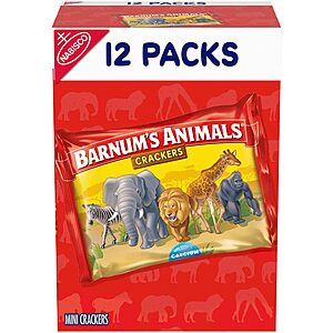12-Ct 1-oz Barnum's Original Animal Crackers Snack Packs $4.70 w/ Subscribe & Save