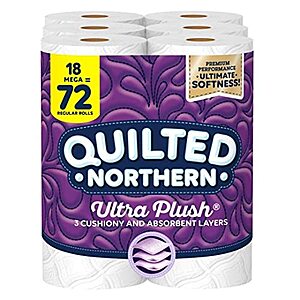 Select Accounts: 18-Count Quilted Northern 3-Ply Ultra Plush Toilet Paper $13.20 w/ Subscribe & Save