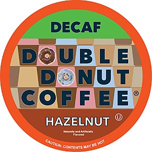 Double Donut Flavored Decaf Coffee, Decaf Hazelnut Coffee, Decaf Coffee Pods for Keurig K Cups Machines, 80 Count (Pack of 1)~$21.08 @ Amazon~Free Prime Shipping!